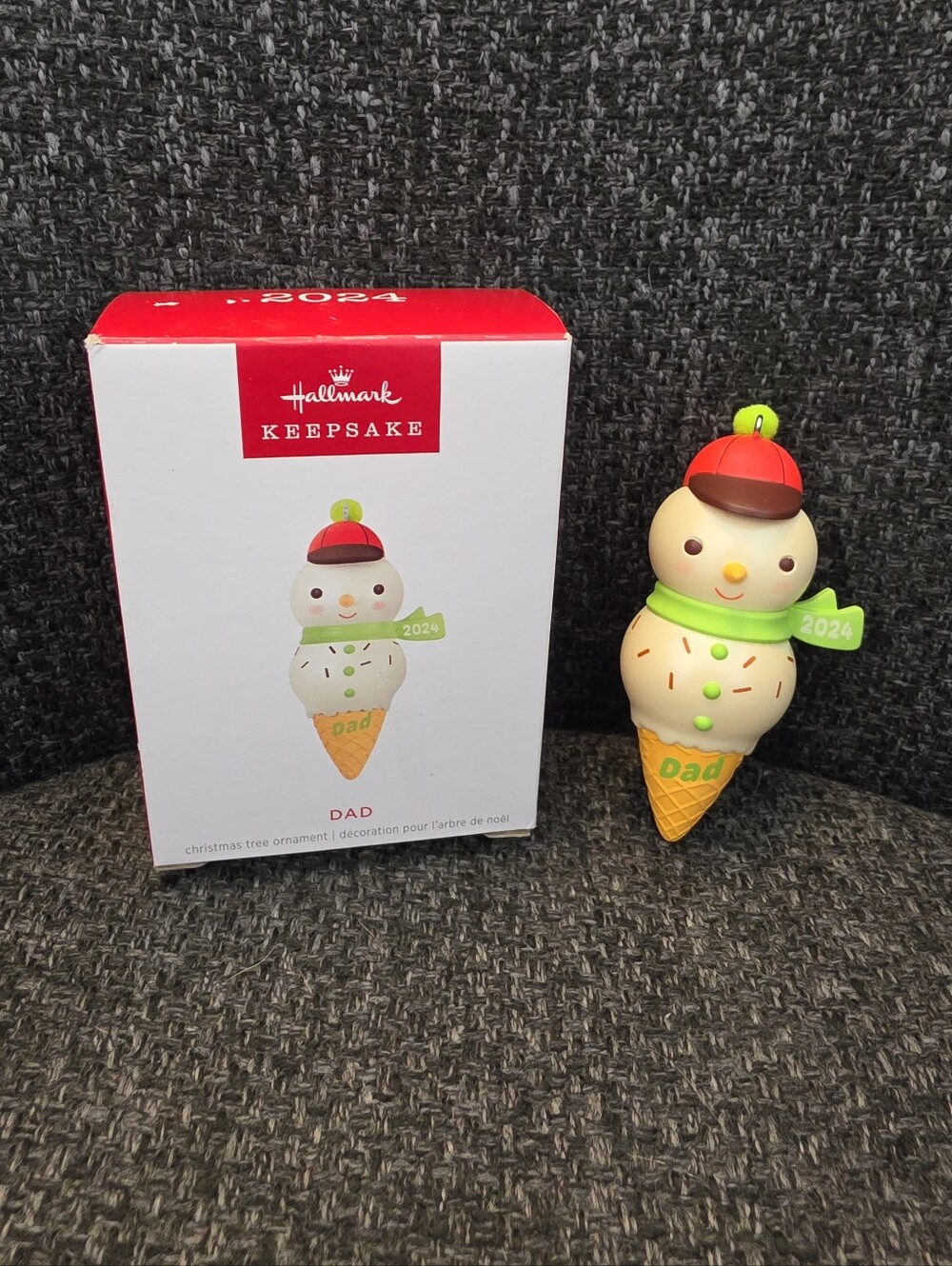 2024 New Hallmark Keepsake Dad Snowman Ice Cream Cone Christmas Tree Ornament